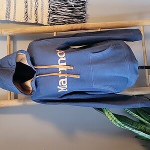 Marmot SPELLOUT Logo Blue & Gold Hooded Sweatshirt